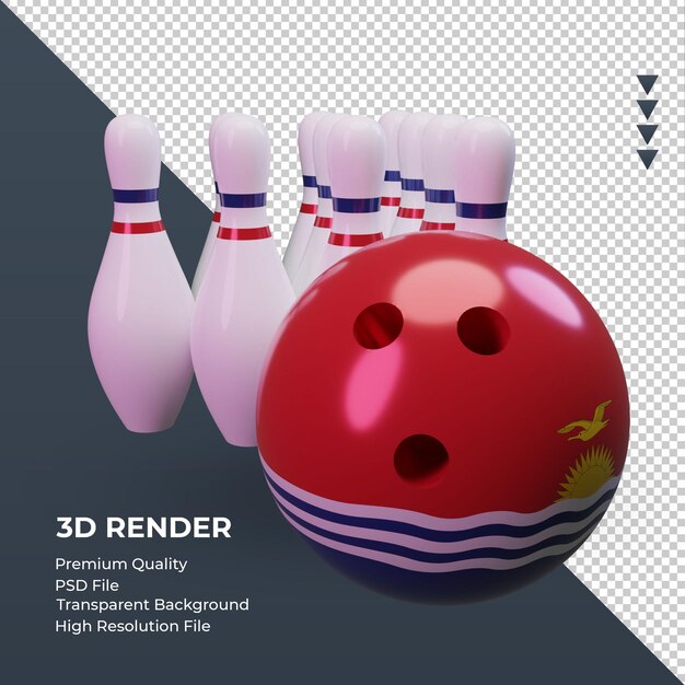 PSD 3d bowling day kiribati bandiera rendering vista a sinistra