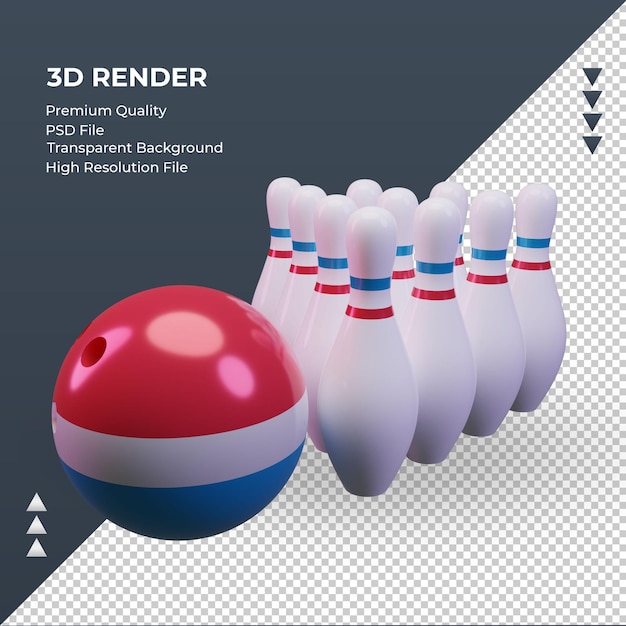 3d bowling day luxembourg flag rendering right view