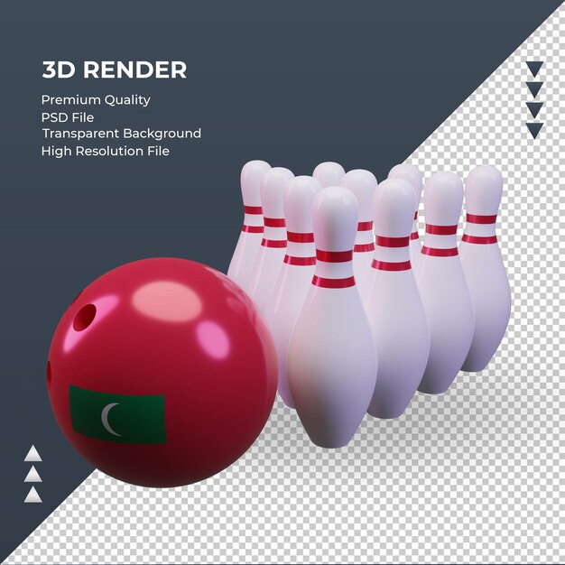 Giorno di bowling 3d bandiera delle maldive che rende vista a destra