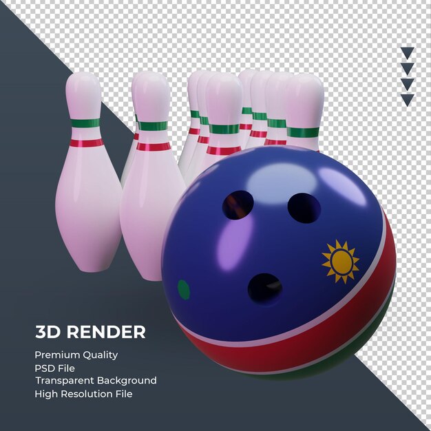 PSD 3 d ボウリングの日ナミビア フラグ レンダリング左ビュー