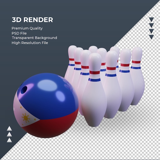 3d bowling day philippines flag rendering right view