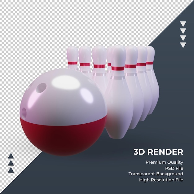 3d bowling day polonia bandiera rendering vista frontale