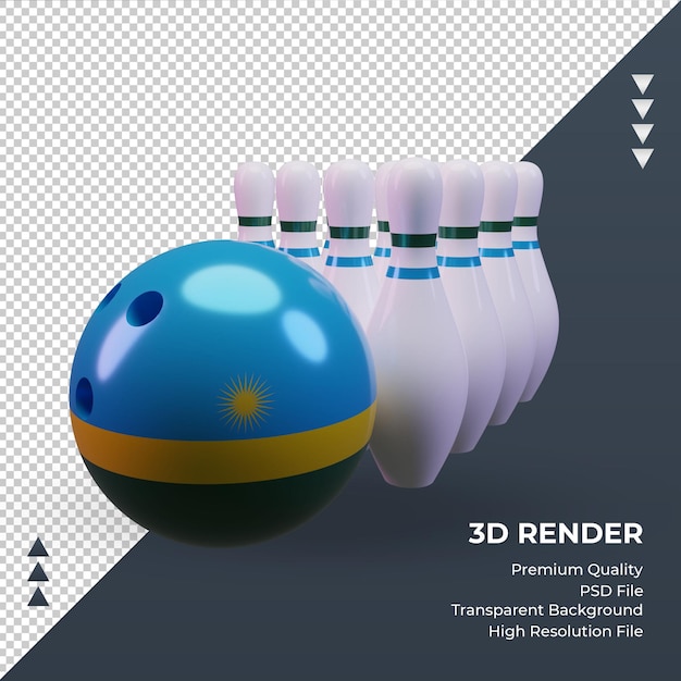 3d bowling day rwanda flag rendering front view