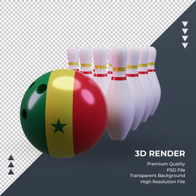 PSD 3d bowling day senegal flag rendering front view