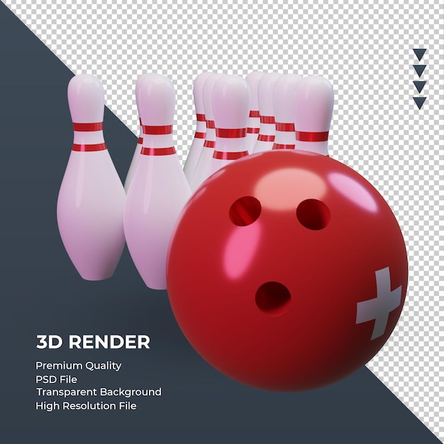 PSD 3 d ボウリングの日スイス フラグ レンダリング左ビュー