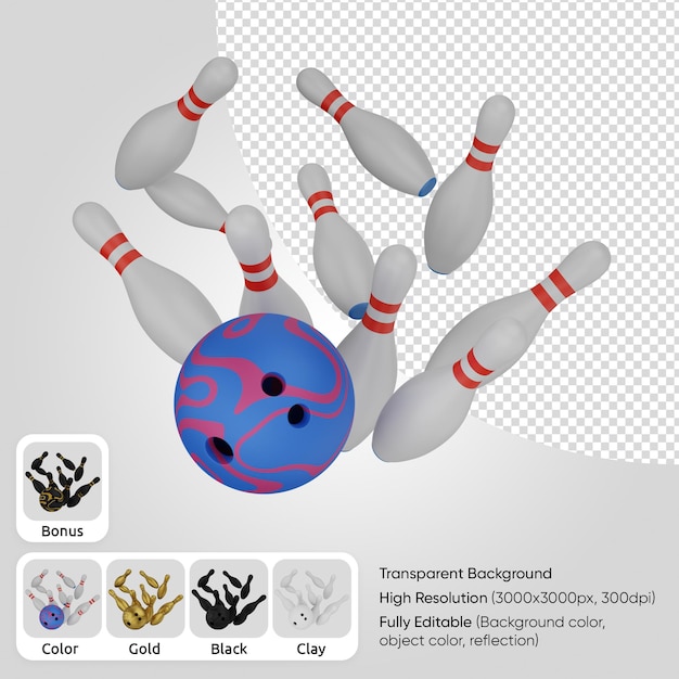 PSD 떨어지는 3d 볼링 핀