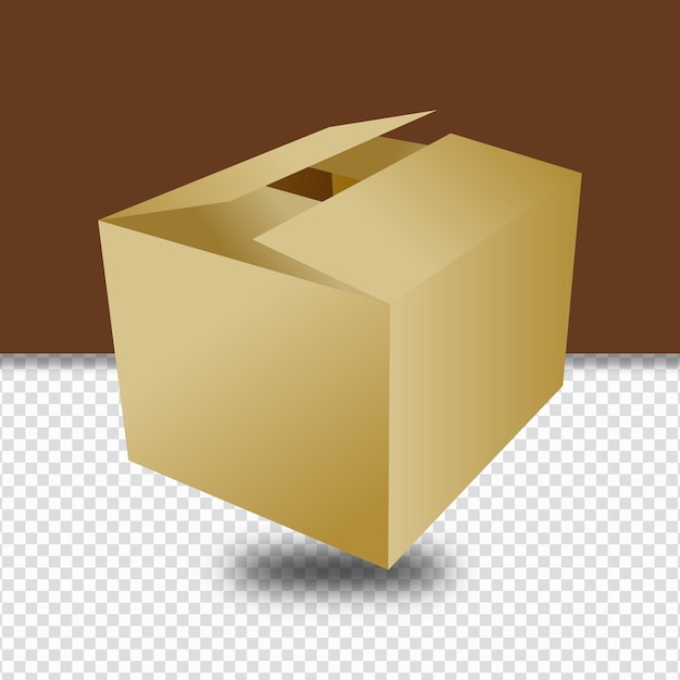 A 3D box on a brown background