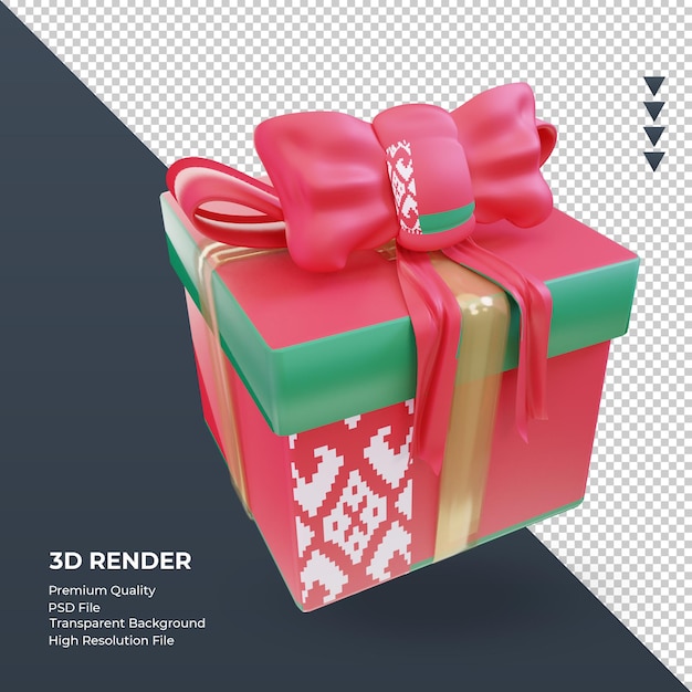 3d box regalo bandiera della bielorussia rendering vista a sinistra