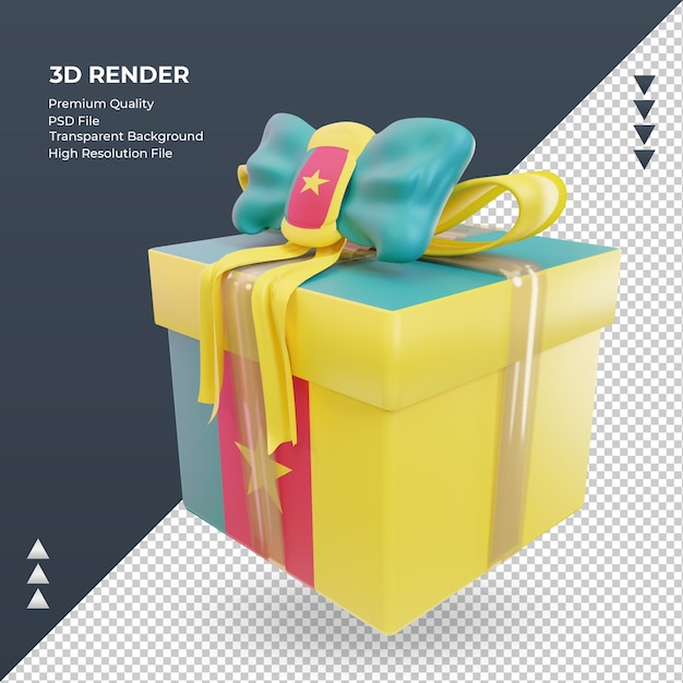 3d box gift cameroon flag rendering right view