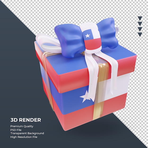 3d box regalo bandiera cilena rendering vista a sinistra