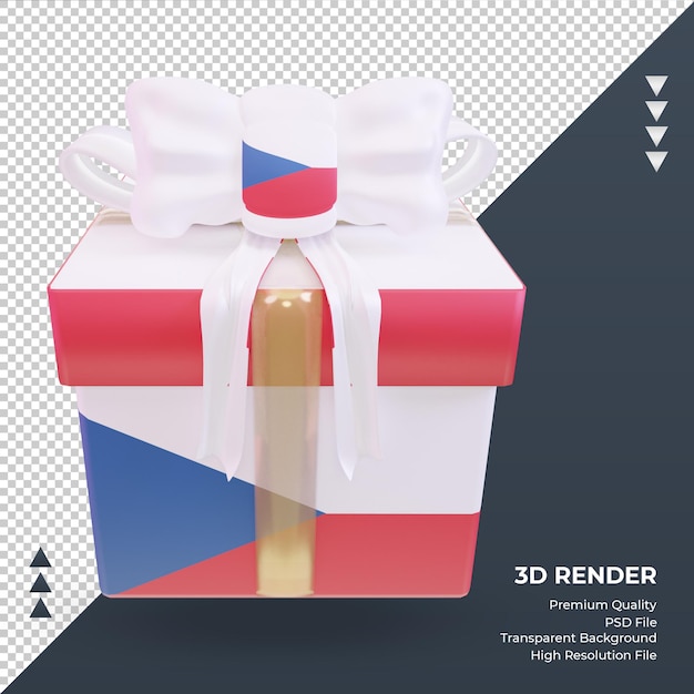 PSD 3d box gift czech republic flag rendering front view