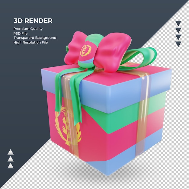 3d box regalo bandiera eritrea rendering vista a destra