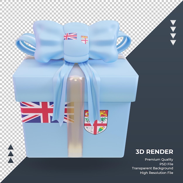 PSD 3d box regalo bandiera fiji rendering vista frontale