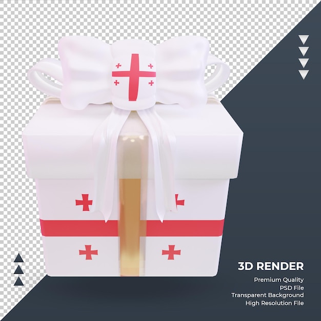 3d box gift georgia flag rendering front view