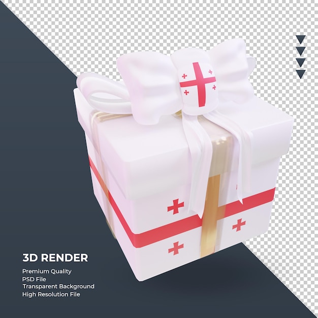 3d box regalo bandiera della georgia rendering vista a sinistra