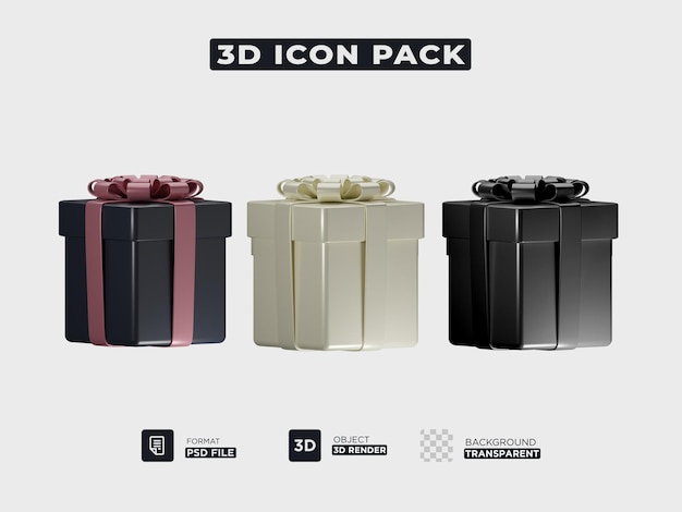 PSD pacchetto icone regalo scatola 3d psd premium