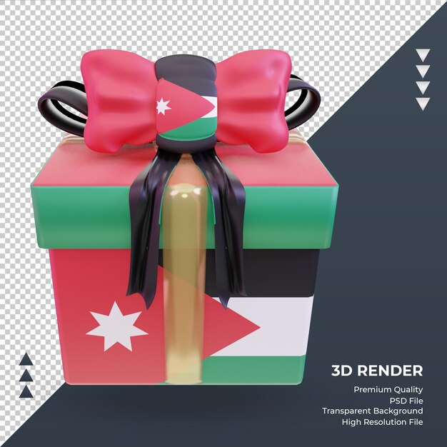 PSD 3d box regalo bandiera della giordania rendering vista frontale