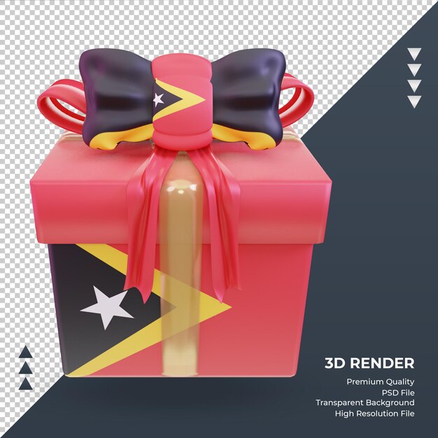 3d box regalo bandiera di timor est rendering vista frontale