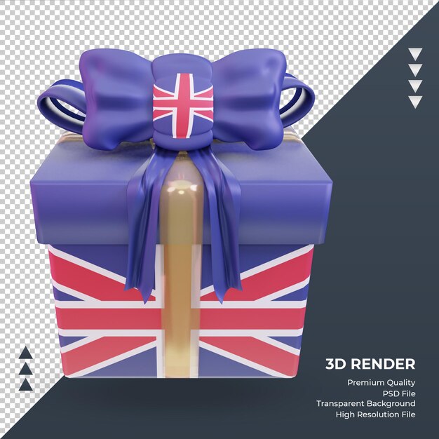 PSD 3d box gift united kingdom flag rendering front view