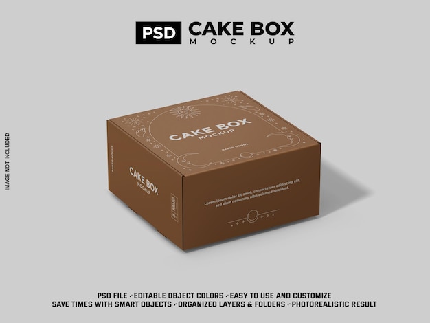 3d-макет коробки с изменяемым цветом и фоном пустой дизайн шаблона cakebox psd-файл