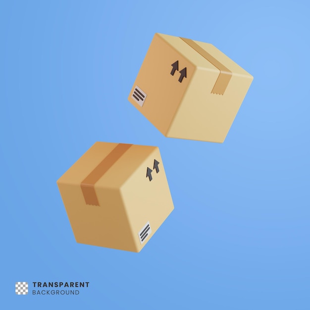 PSD 3d box package floating in the air