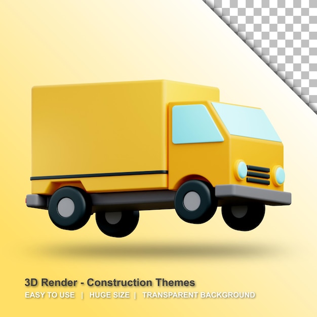 Illustrazione del camion della scatola 3d con sfondo trasparente