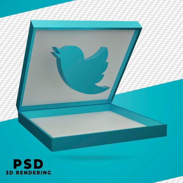 3d box twitter rendering isolated