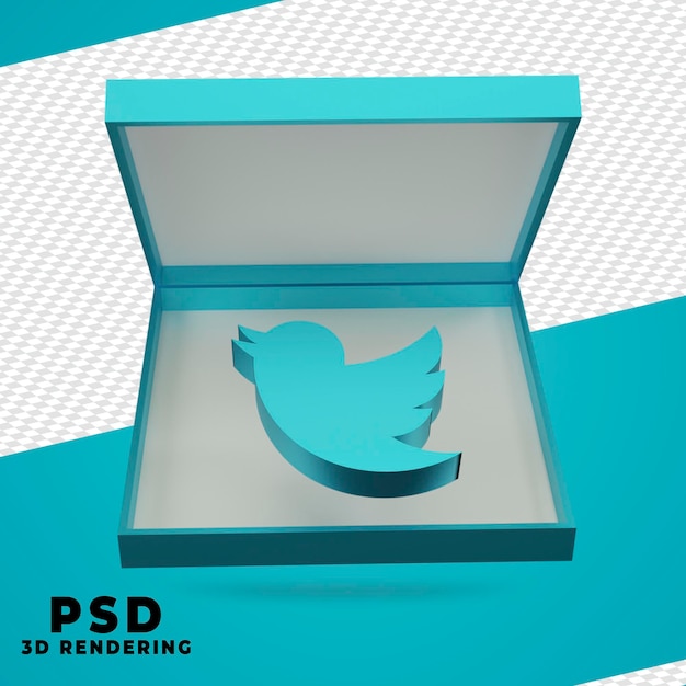 PSD 3d box twitter rendering isolato