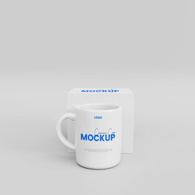 3d box with mug mockup design