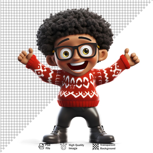 PSD 3d boy character avatar on transparent background