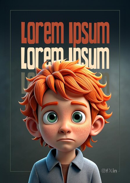 PSD poster di personaggi 3d in modello psd