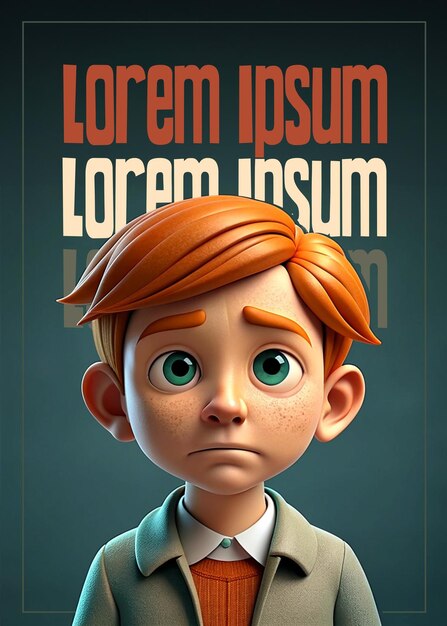 PSD 3d boy character poster w szablonie psd