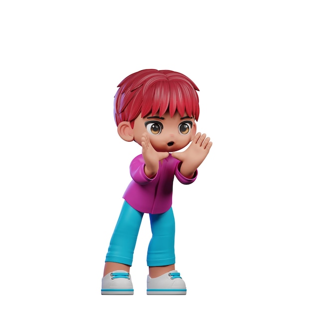 3d Boy Różowo-niebieska Długa Koszulka Krzycząca Poza