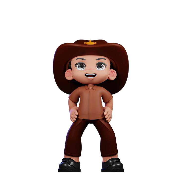 PSD 3d boy sheriff standing laugh pose
