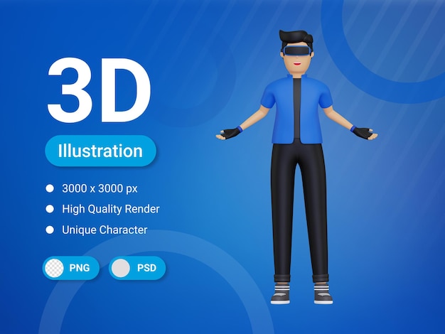 3d boy с помощью иллюстрации концепции технологии vr