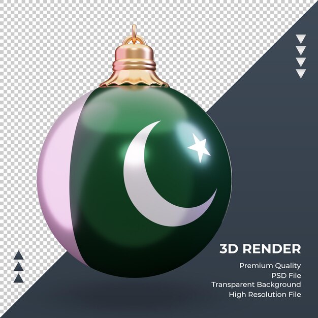 3d boże narodzenie piłka flaga Pakistanu renderowania widok z przodu