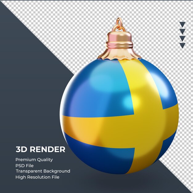 3d Boże Narodzenie Piłka Szwecja Flaga Renderowania Lewy Widok