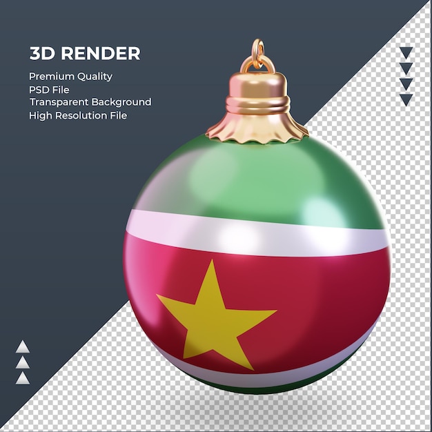 PSD 3d bożonarodzeniowa piłka surinam flaga renderująca prawy widok