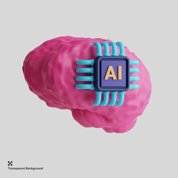 3d brain microchip icon