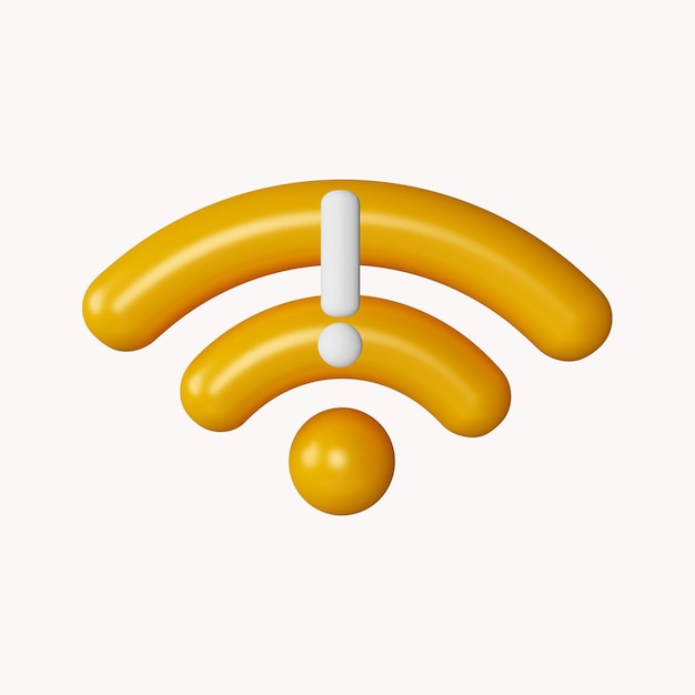 3d Brak koncepcji połączenia internetowego z ikoną wifi na białym tle Ilustracja renderowania 3D Ścieżka przycinająca