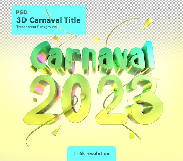 PSD 3d brazilian 2023 carnaval green title