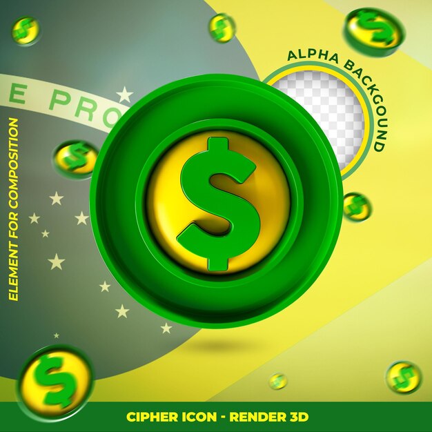 3d brazilian cipher icon for sales