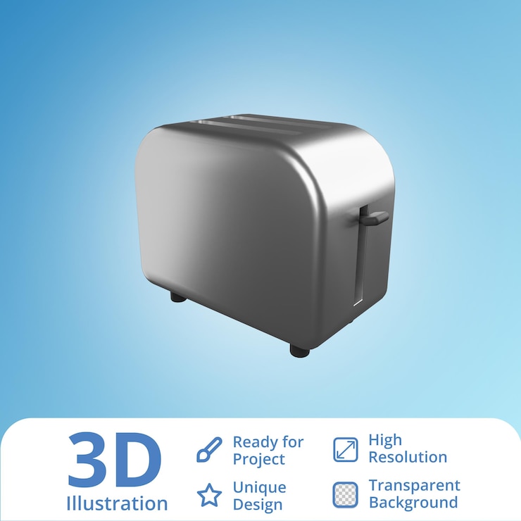 PSD 3d bread toaster