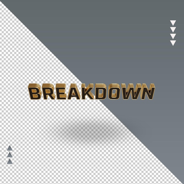 3d breakdown black gold icon rendering top view