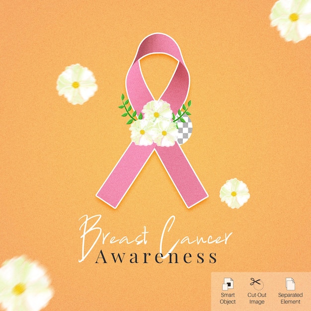 3d breast cancer awareness symbol for social media banner