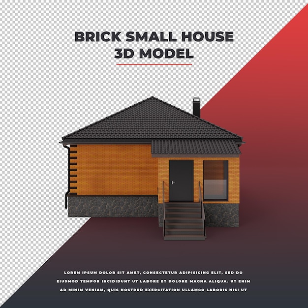 PSD 3d brick house model