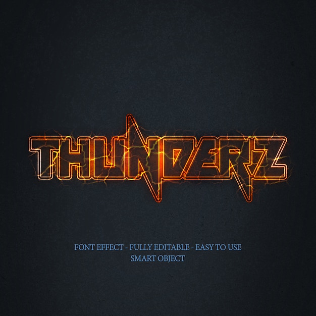 PSD 3d яркий текстовый эффект thunderz