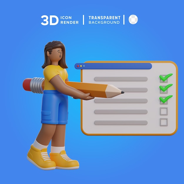 PSD 3d brisa doing checklist illustration