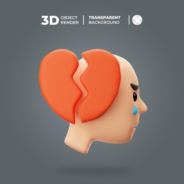 3D Broken Heart Emotion Icon
