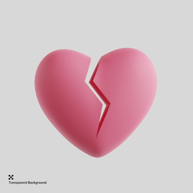 PSD 3d broken heart illustration